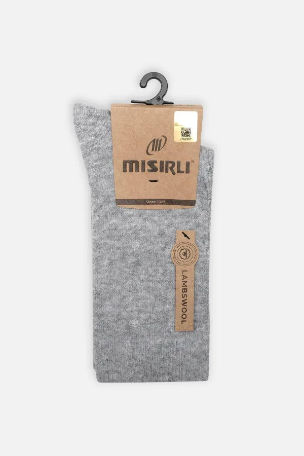 Chaussettes égyptiennes en laine de mouton, maille simple, gris clair