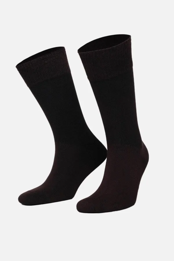 Mısırlı Erkek Modal Tekli DİABETİKER Lastiksiz Uzun Soket Çorap Kahverengi