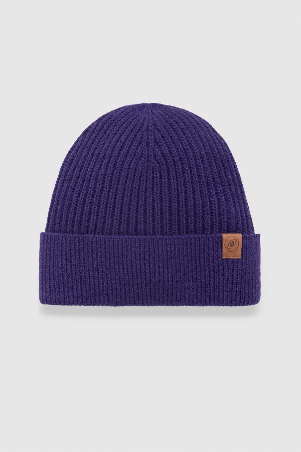 Ensemble écharpe et bonnet unisexe en laine égyptienne - Roseluis violet