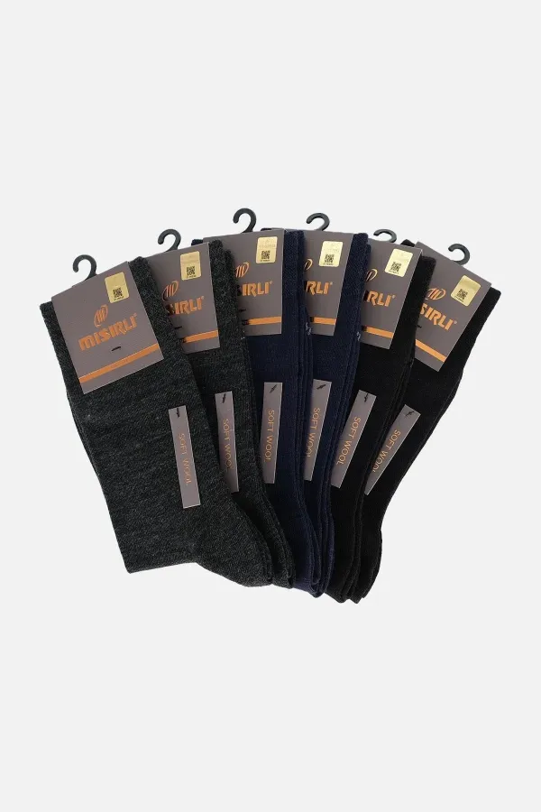 Mısırlı Erkek Soft Wool (Koyun Yünü) Kutulu 6 Çift Soket Çorap Çok Renki