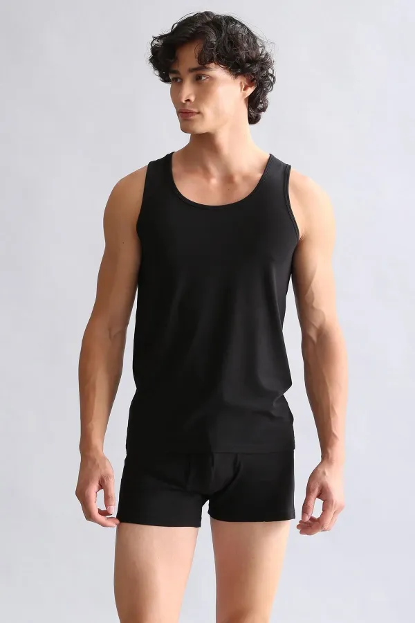 Mısırlı ORGANIC Cotton HERCULES Slim Fit Basic Tank Top Black