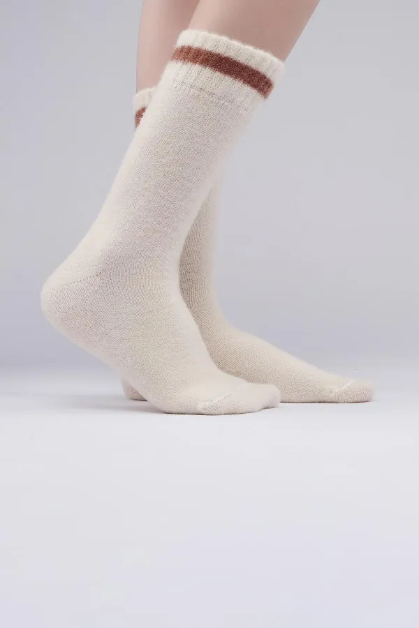 Mısırlı Kadın Soft Peluş Termal Tekli Soket Çorap Ekru