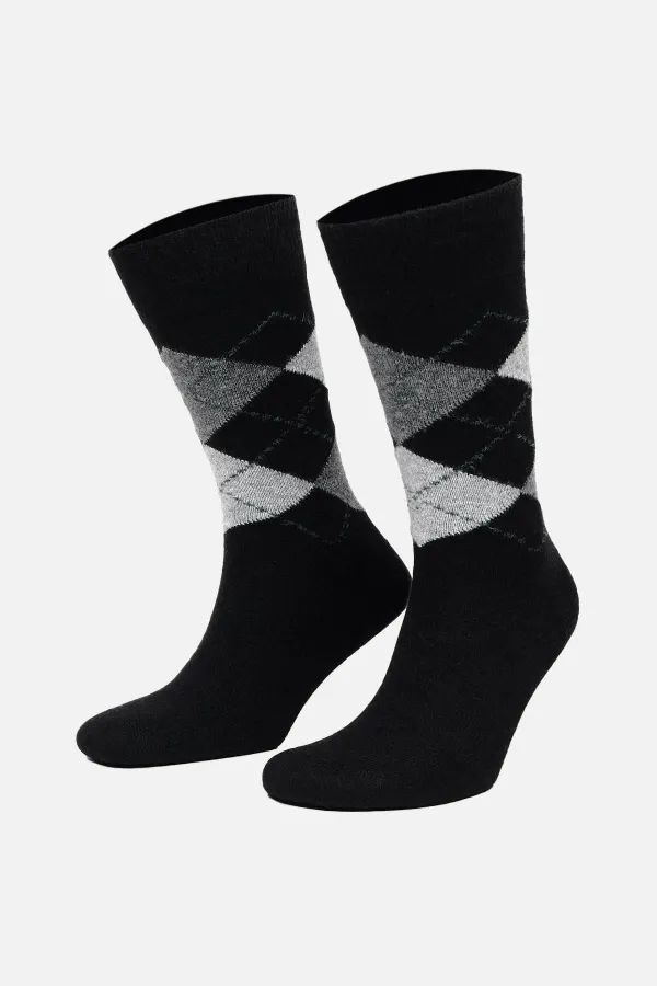 Mısırlı Erkek Koyun Yünü Tekli Soket Çorap Siyah