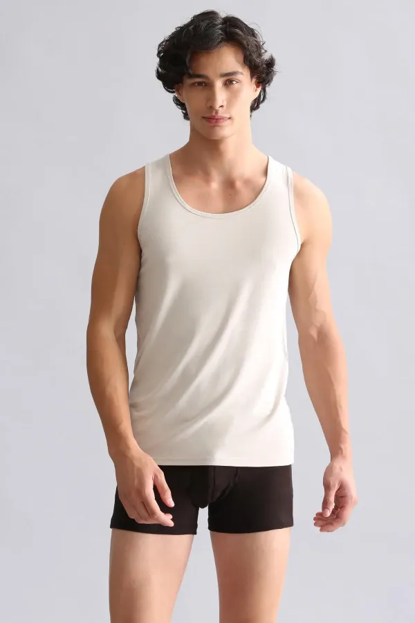 Mısırlı ORGANIC Cotton HERCULES Slim Fit Basic Tank Top Earth Beige