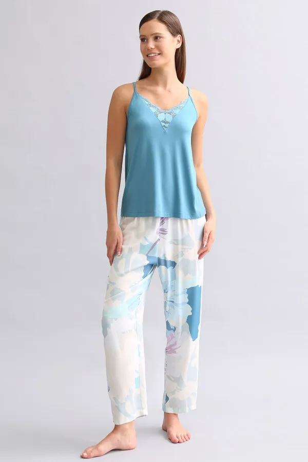 Mısırlı Kadın Örme İp Askılı Atlet Lacivert