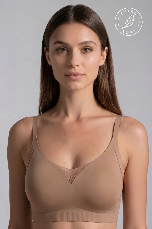 Egyptian Style Tulle Detail Laser Cut Bra Dark Skin