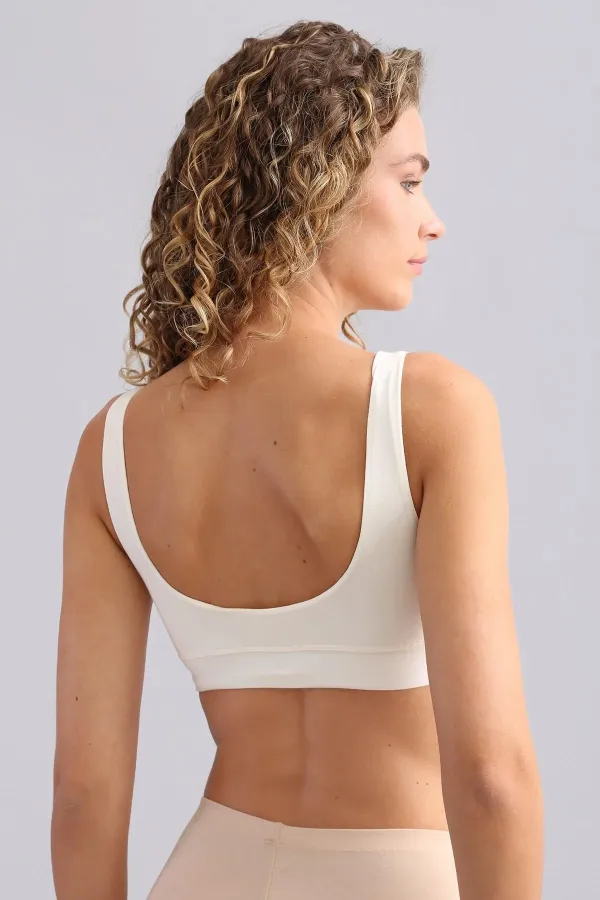 Haut court en modal pour femme de TENCEL MEGAN, couleur écru