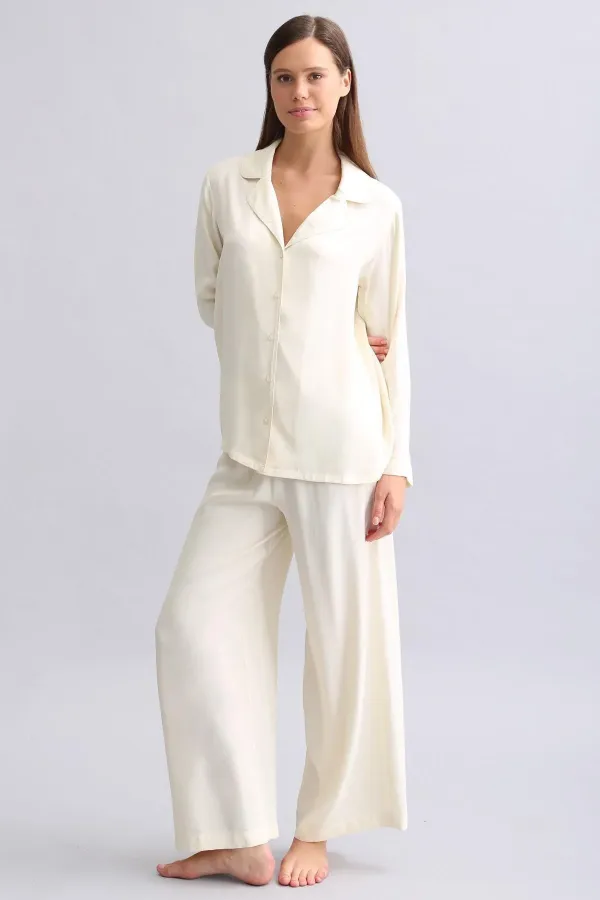 Mısırlı Women's Bamboo Pajama Set, Off-White