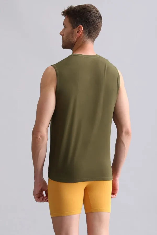 Mısırlı BAMBU ZEUS Regular Fit V Yaka Sporcu Atlet / T-Shirt Koyu Haki