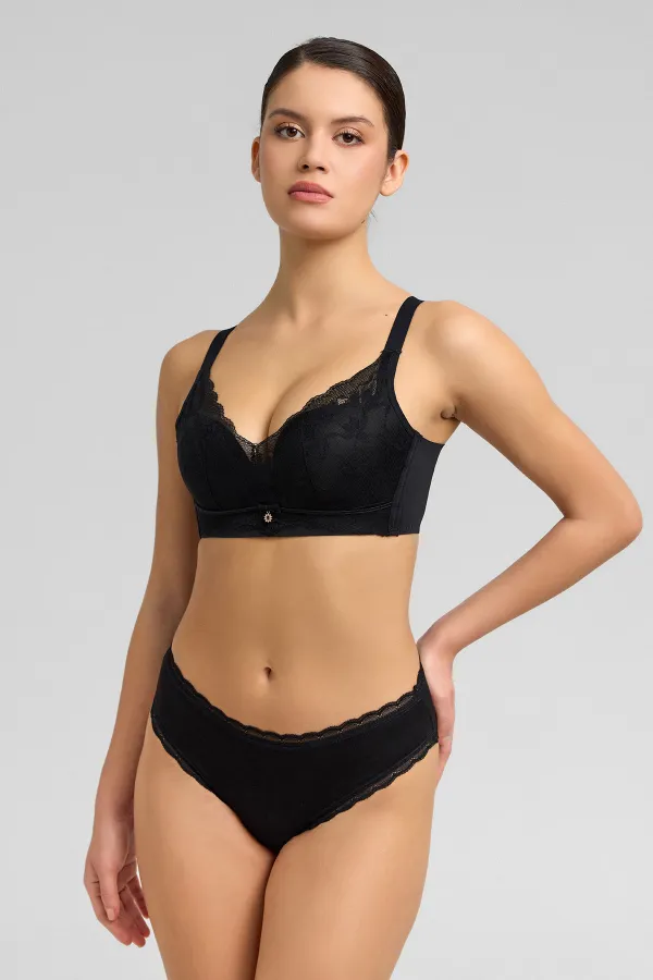 Soutien-gorge fantôme noir avec détails en dentelle