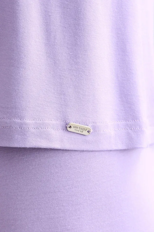 Débardeur/T-shirt de sport violet à col rond, coupe classique, en bambou égyptien Zeus Luxury