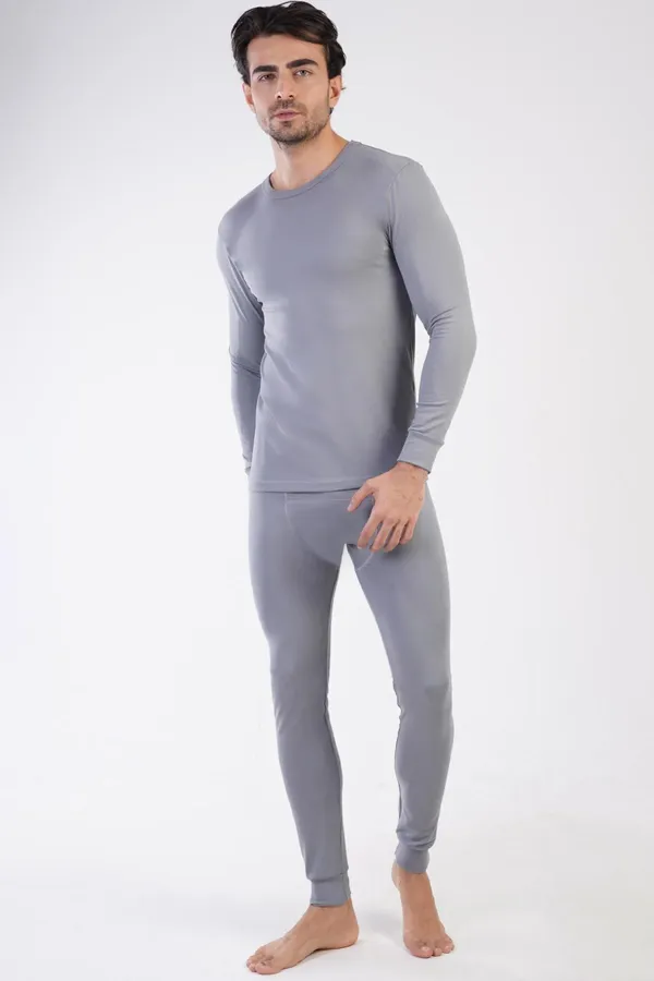 Sous-vêtements thermiques confortables à manches longues pour homme (haut et bas) gris, de marque égyptienne