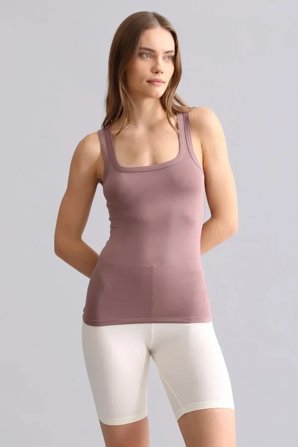 Mısırlı Modal By TENCEL U HELEN Thick Strap Long T-Shirt / Tank Top Lavender