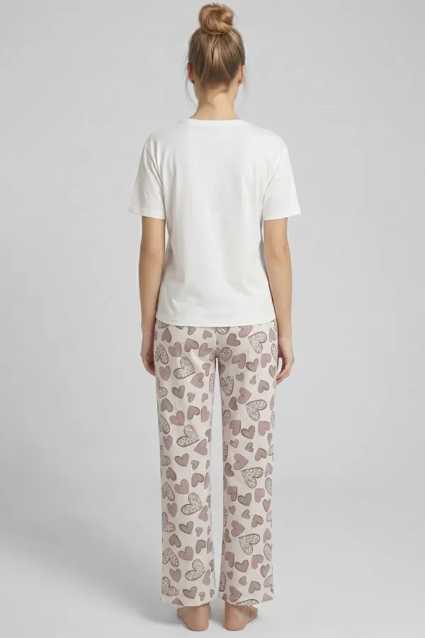 Mısırlı Kadın Pamuklu Pijama Takım Beyaz