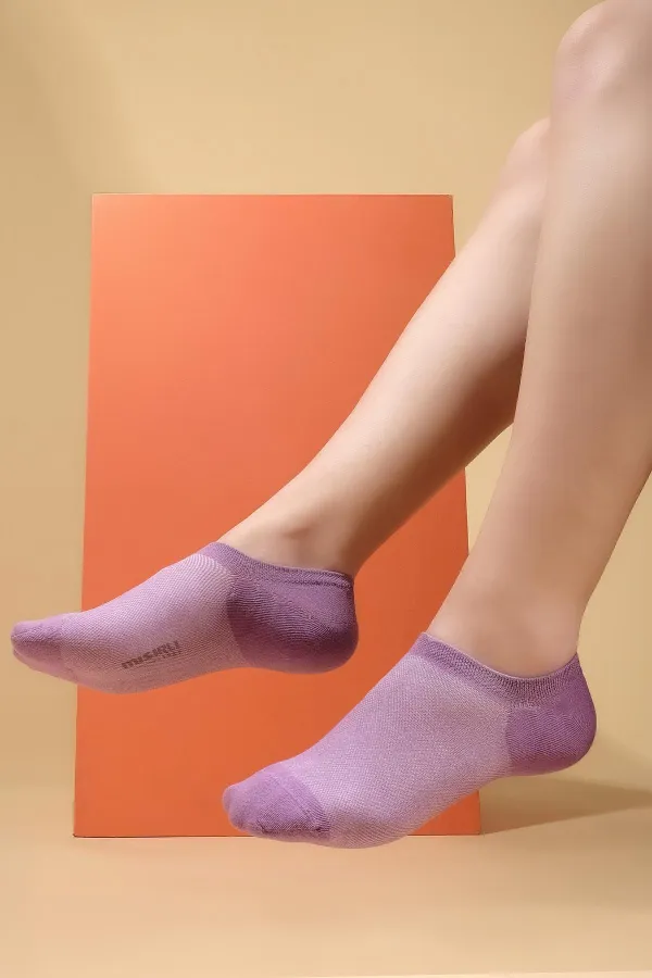 Chaussettes invisibles d'été en coton simple pour femmes égyptiennes, violettes