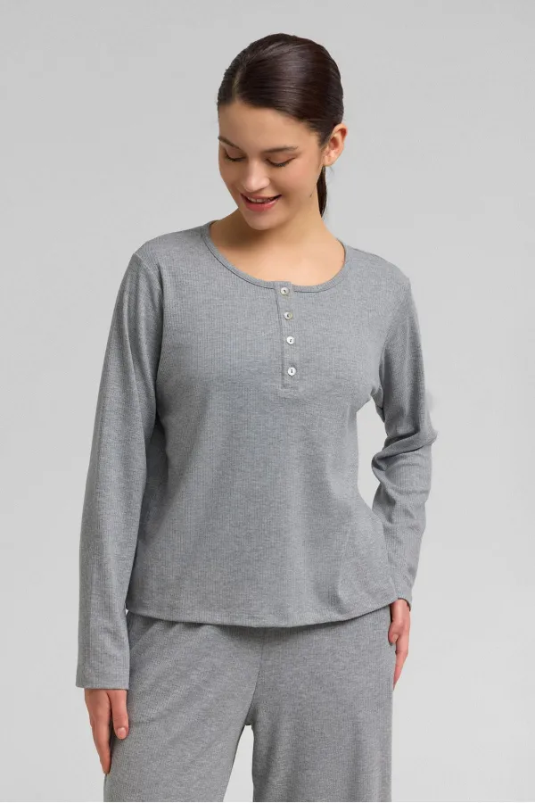 Women's Corset Long-Sleeve Sweatshirt Grey Melange