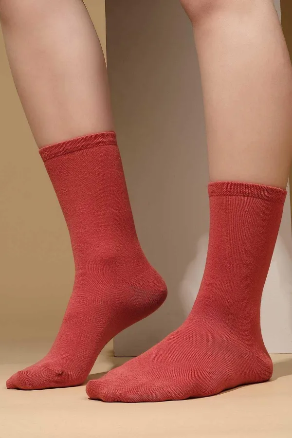Chaussettes égyptiennes en coton biologique à une seule chaussette, couleur terre cuite