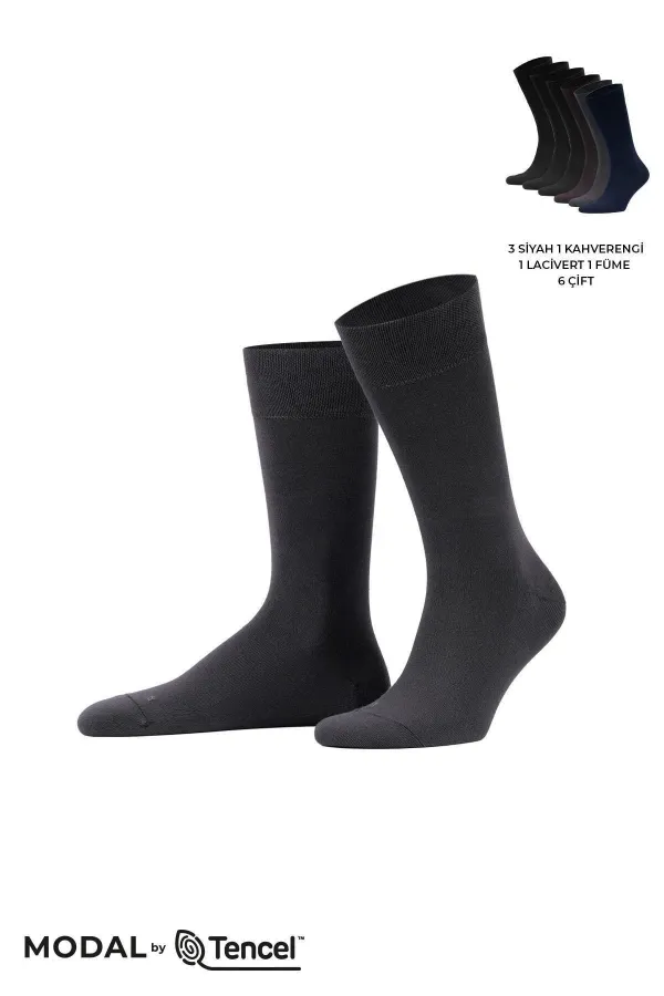 Mısırlı Erkek Modal Ergonomik Kutulu 6 Çift Soket Çorap Çok Renkli