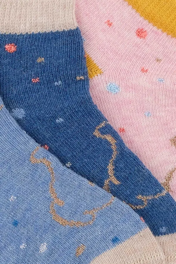 Chaussettes-chaussons bébé unisexes en coton égyptien, 3 paires, multicolores