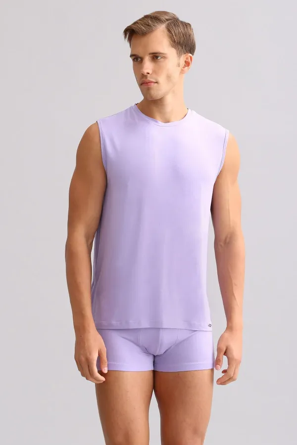 Mısırlı ORGANIC Cotton ZEUS LUXURY Regular Fit Crew Neck Athletic Tank Top/T-Shirt Purple