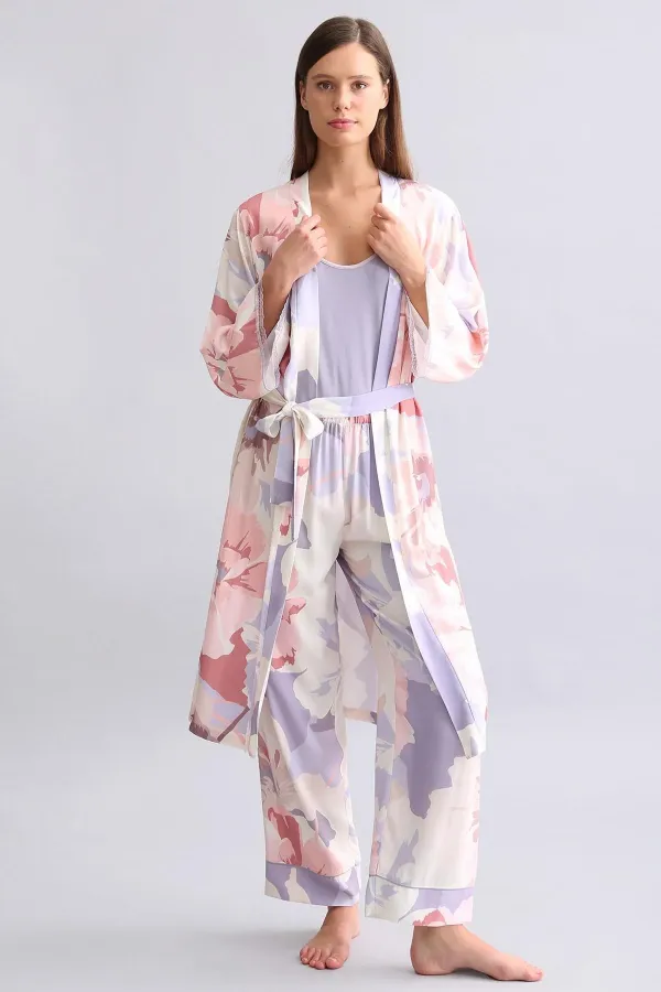 Mısırlı Women's Bamboo Robe Dark Lilac
