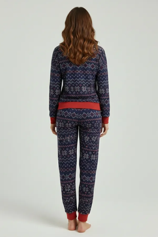 Kış Temalı Kadın Pijama Takımı Lacivert