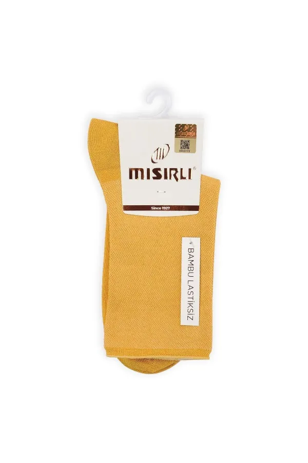 Mısırlı Kadın Bambu Tekli Diabetiker Lastiksiz Soket Çorap Sarı