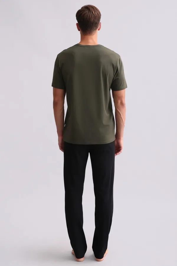 Ensemble pyjama à manches courtes pour homme, vert, en mélange de modal et de coton égyptien
