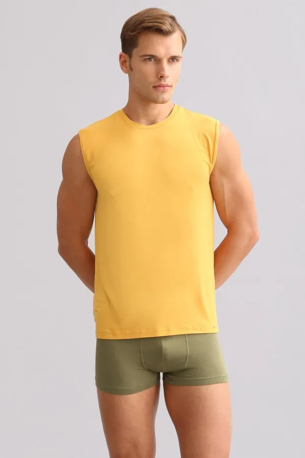 Mısırlı BAMBU ZEUS LUXURY Regular Fit Bisiklet Yaka Sporcu Atlet / T-Shirt Hardal