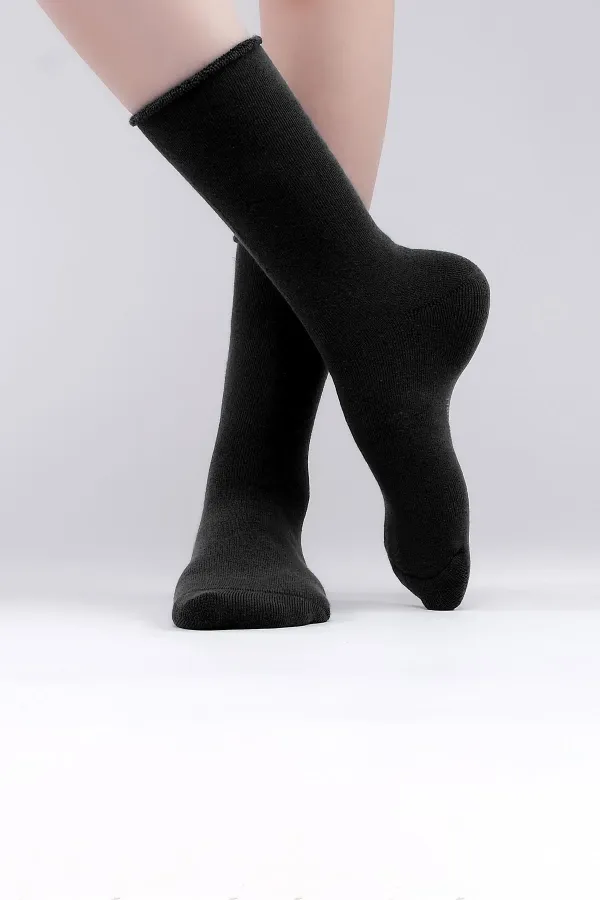 Mısırlı Kadın Organik Pamuklu Havlu Tekli Soket Çorap Siyah