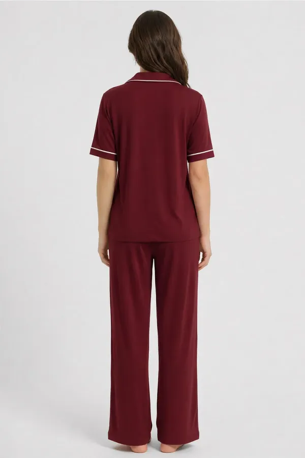 Egyptian Women's Modal Pajama Set Burgundy