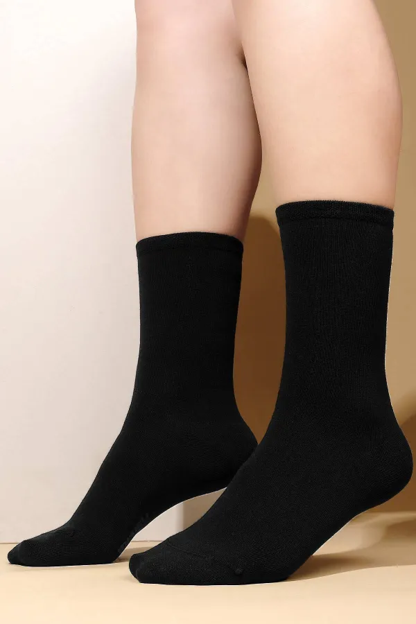 Mısırlı Kadın Organik Pamuklu Tekli Soket Çorap Siyah