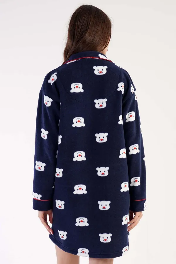 Kadın Polar Uzun Kollu Elbise Lacivert