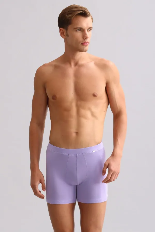 Mısırlı ORGANIC Pamuklu ZEUS LUXURY Regular Fit Metal Armalı Long Boxer Mor