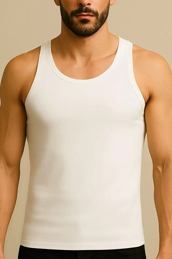 Mısırlı Organic Cotton Summer Regular Fit Tank Top White