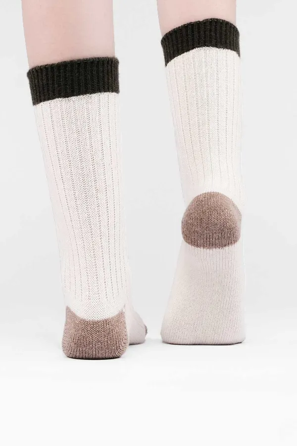 Mısırlı Kadın Kuzu Yünü Tekli Soket Çorap Ekru