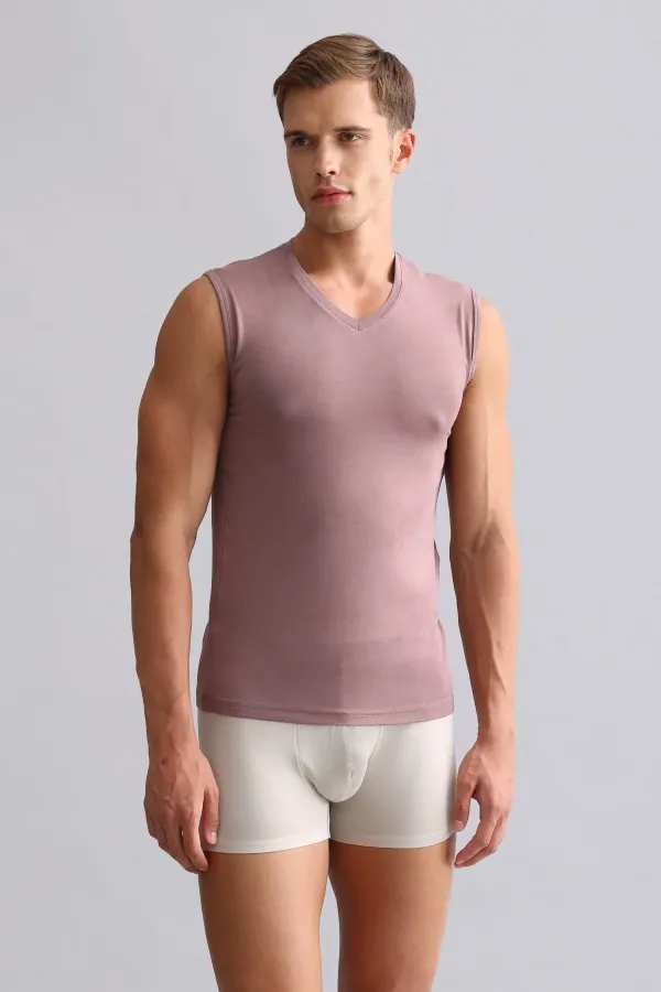 Mısırlı BAMBOO HERCULES Slim Fit V-Neck Athletic Tank Top / T-Shirt Lavender
