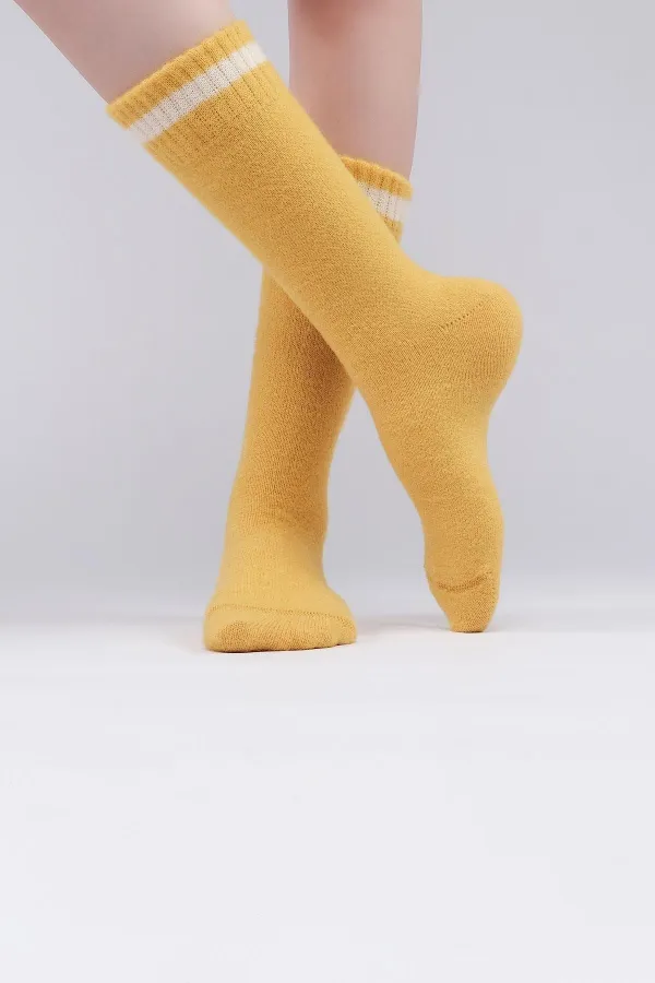 Chaussettes thermiques douces et moelleuses pour femmes, jaune foncé, de marque égyptienne
