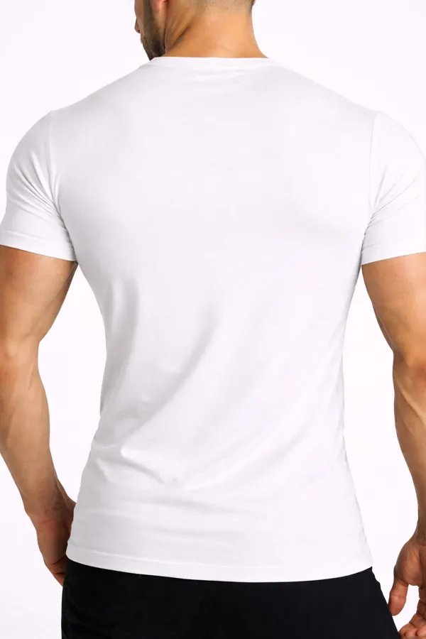 Mısırlı ORGANIC Pamuklu HERCULES Slim Fit Bisiklet Yaka Fanila / T-Shirt Beyaz