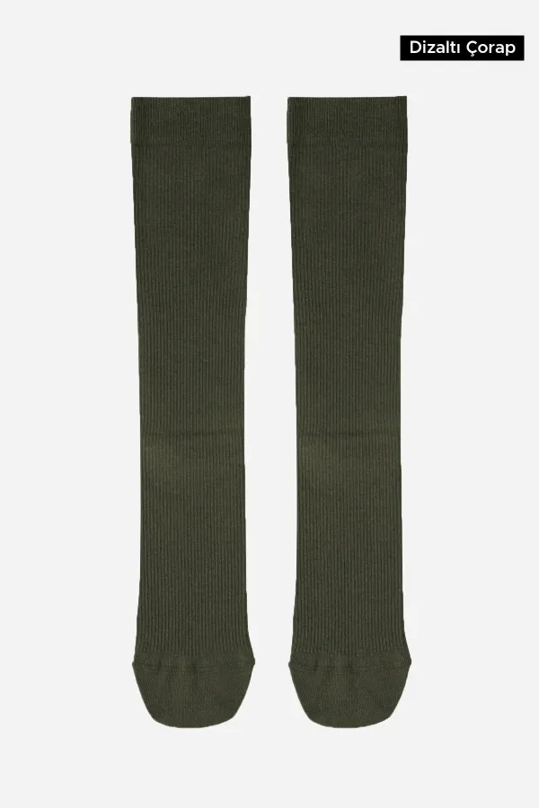 Chaussettes hautes unisexes en coton biologique égyptien, kaki, pour aviateur et pilote, avec technologie de serrage spéciale.