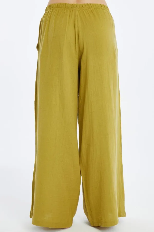 Mısırlı MÜSLİN Pamuklu Pantolon Yeşil