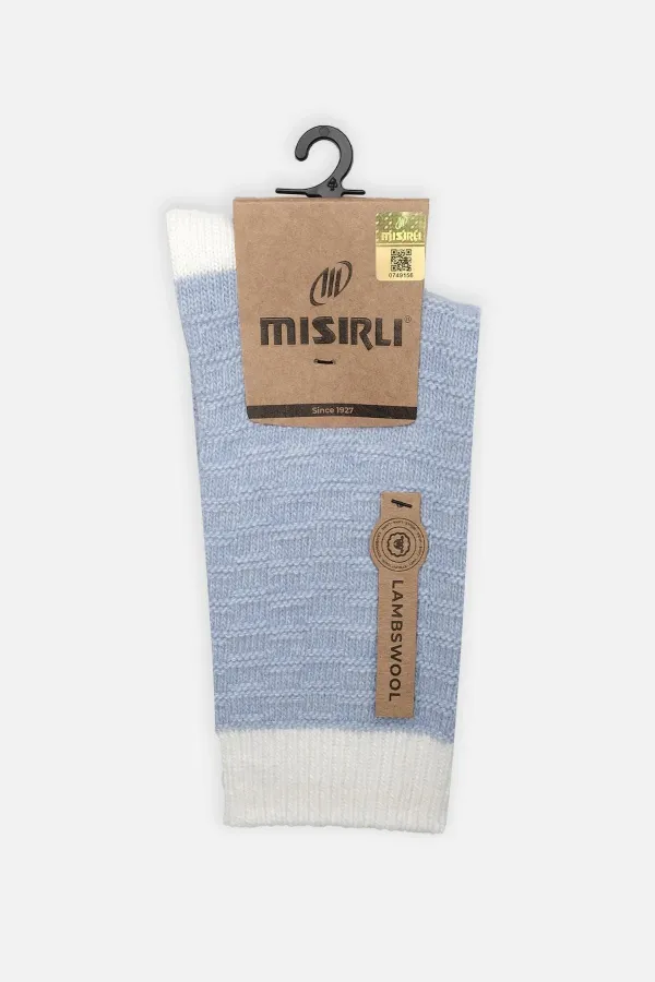 Mısırlı Kadın Koyun Yünü Tekli Soket Çorap Mavi