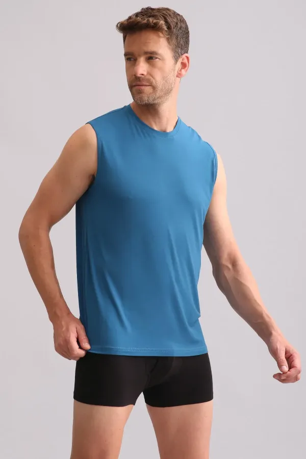 Mısırlı BAMBU ZEUS Regular Fit Bisiklet Yaka Sporcu Atlet / T-Shirt Petrol Mavisi