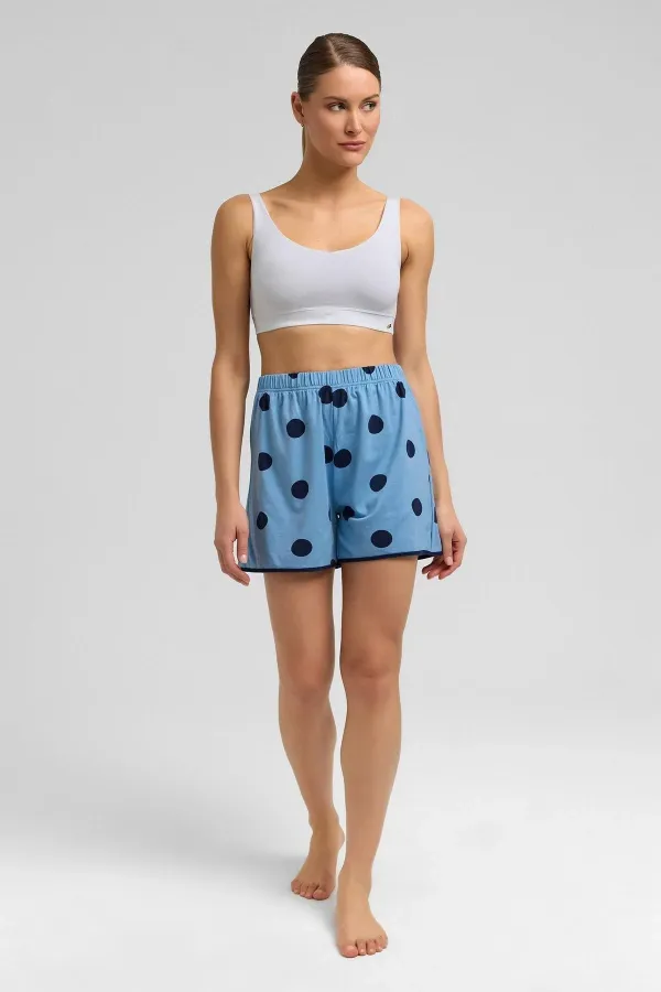 Mısırlı Women's Modal Knit Polka Dot Shorts Baby Blue