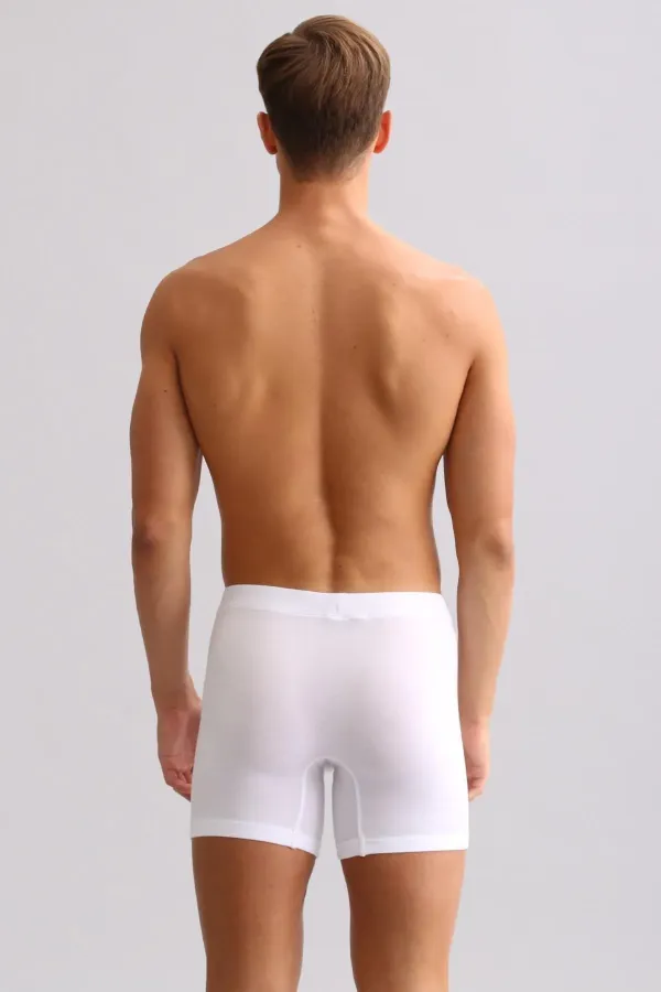 Mısırlı BAMBU ZEUS LUXURY Regular Fit Metal Armalı Long Boxer Beyaz