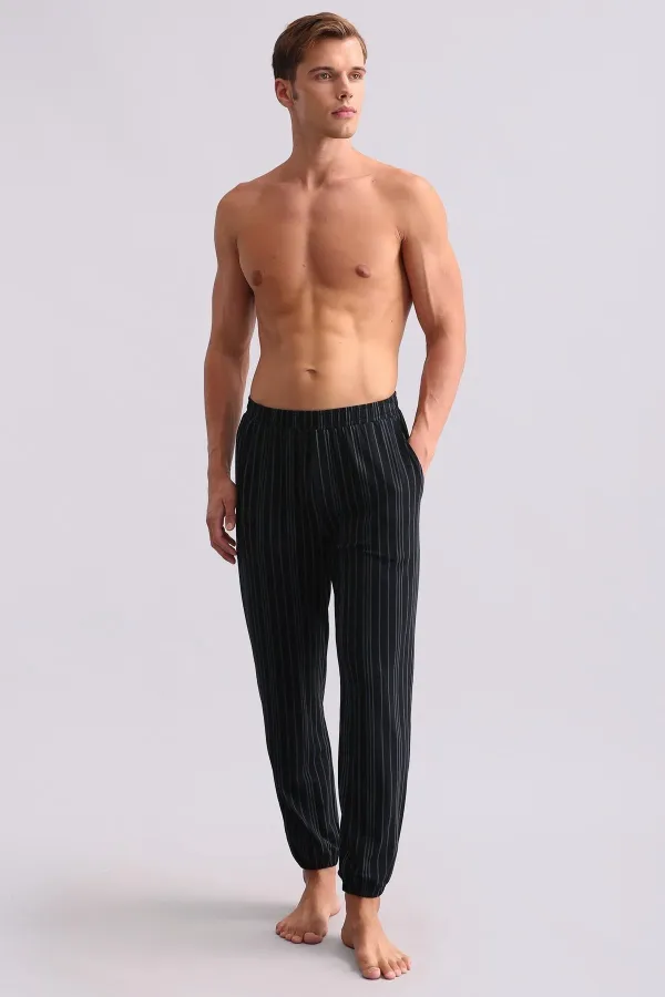 Pantalon de jogging en bambou noir pour homme, style égyptien
