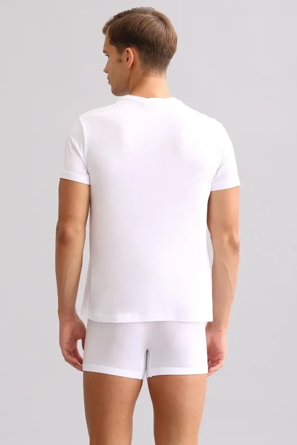 Mısırlı ORGANIC Pamuklu ZEUS LUXURY Regular Fit Bisiklet Yaka Fanila / T-Shirt Beyaz