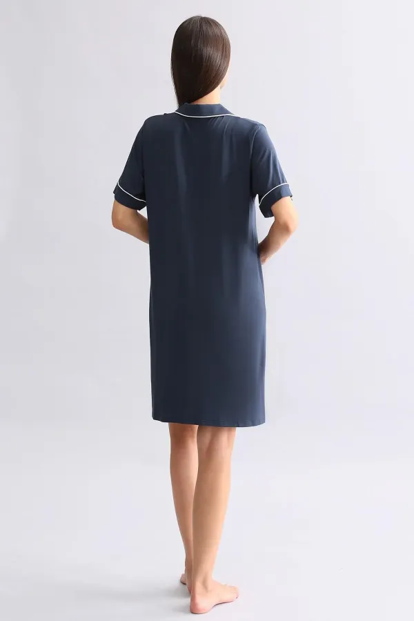 Mısırlı Kadın Modal Gecelik Gece Mavisi