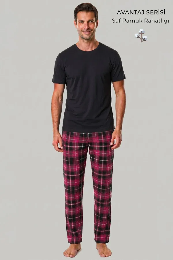 Egyptian Men's Cotton Plaid Pajama Bottoms Light Red Egyptian Men's Cotton Plaid Pajama Bottoms Light Red
