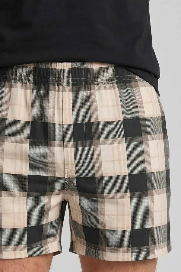 Egyptian Men's Plaid Short Pajamas Dark Green-Beige Egyptian Men's Plaid Short Pajamas Dark Green-Beige